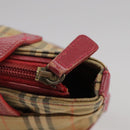 BURBERRY Nova Check Hand Bag Canvas Beige Red Auth 108752-10
