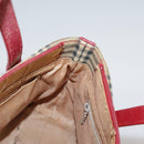 BURBERRY Nova Check Hand Bag Canvas Beige Red Auth 108752-18
