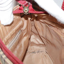 BURBERRY Nova Check Hand Bag Canvas Beige Red Auth 108752-12