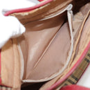 BURBERRY Nova Check Hand Bag Canvas Beige Red Auth 108752-21