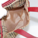BURBERRY Nova Check Hand Bag Canvas Beige Red Auth 108752-22