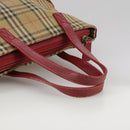 BURBERRY Nova Check Hand Bag Canvas Beige Red Auth 108752-7