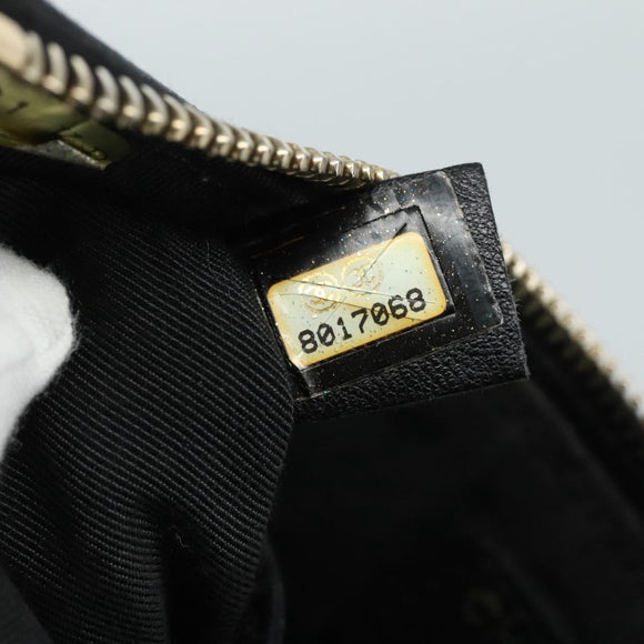 CHANEL Camelia Clutch Bag Lamb Skin Black Silver CC Auth 108816