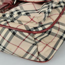 BURBERRY Nova Check Blue Label Shoulder Bag Nylon Beige Silver Auth 108828-9