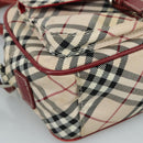 BURBERRY Nova Check Blue Label Shoulder Bag Nylon Beige Silver Auth 108828-14