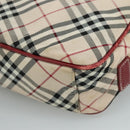 BURBERRY Nova Check Blue Label Shoulder Bag Nylon Beige Silver Auth 108828-15