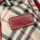 BURBERRY Nova Check Blue Label Shoulder Bag Nylon Beige Silver Auth 108828-17