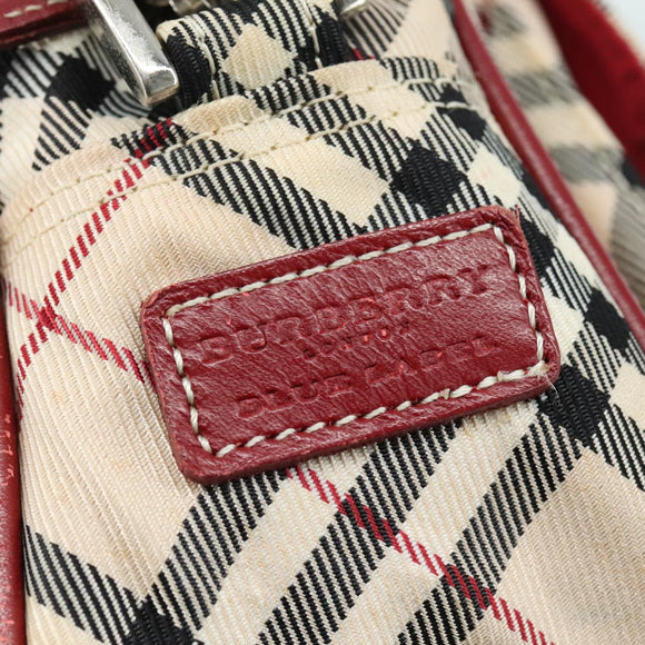 BURBERRY Nova Check Blue Label Shoulder Bag Nylon Beige Silver Auth 108828