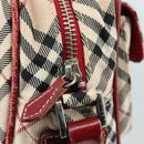 BURBERRY Nova Check Blue Label Shoulder Bag Nylon Beige Silver Auth 108828-10