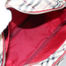 BURBERRY Nova Check Blue Label Shoulder Bag Nylon Beige Silver Auth 108828-12