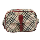 BURBERRY Nova Check Blue Label Shoulder Bag Nylon Beige Silver Auth 108828-13