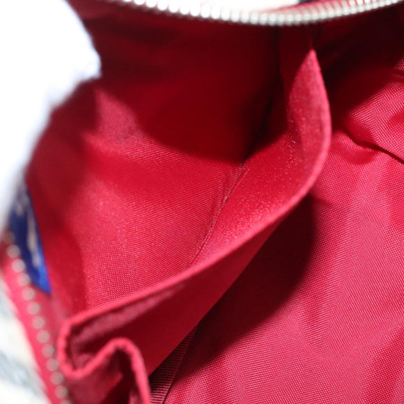 BURBERRY Nova Check Blue Label Shoulder Bag Nylon Beige Silver Auth 108828