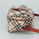 BURBERRY Nova Check Blue Label Shoulder Bag Nylon Beige Silver Auth 108828-3