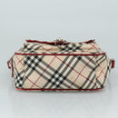 BURBERRY Nova Check Blue Label Shoulder Bag Nylon Beige Silver Auth 108828-5