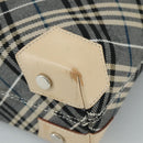 BURBERRY Nova Check Blue Label Tote Bag Canvas Navy Beige Silver Auth 108831-9