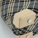 BURBERRY Nova Check Blue Label Tote Bag Canvas Navy Beige Silver Auth 108831-14