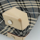 BURBERRY Nova Check Blue Label Tote Bag Canvas Navy Beige Silver Auth 108831-15