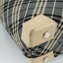 BURBERRY Nova Check Blue Label Tote Bag Canvas Navy Beige Silver Auth 108831-16