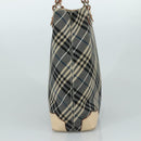 BURBERRY Nova Check Blue Label Tote Bag Canvas Navy Beige Silver Auth 108831-3