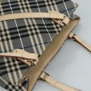 BURBERRY Nova Check Blue Label Tote Bag Canvas Navy Beige Silver Auth 108831-6