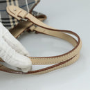 BURBERRY Nova Check Blue Label Tote Bag Canvas Navy Beige Silver Auth 108831-7