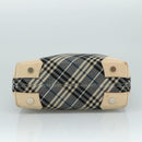 BURBERRY Nova Check Blue Label Tote Bag Canvas Navy Beige Silver Auth 108831-5