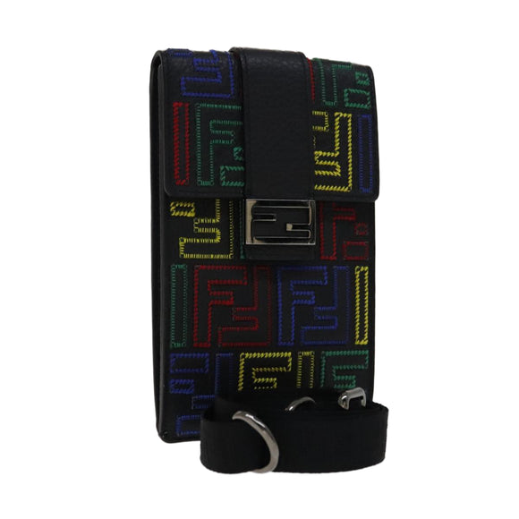 FENDI Zucca Canvas Smartphone holder Leather Multicolor 7AS120 Auth 108838V