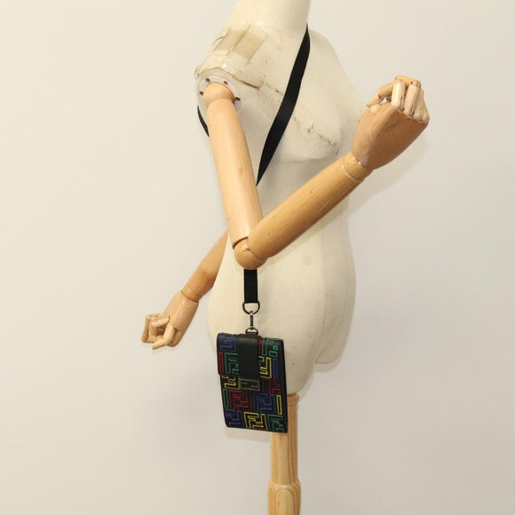 FENDI Zucca Canvas Smartphone holder Leather Multicolor 7AS120 Auth 108838V