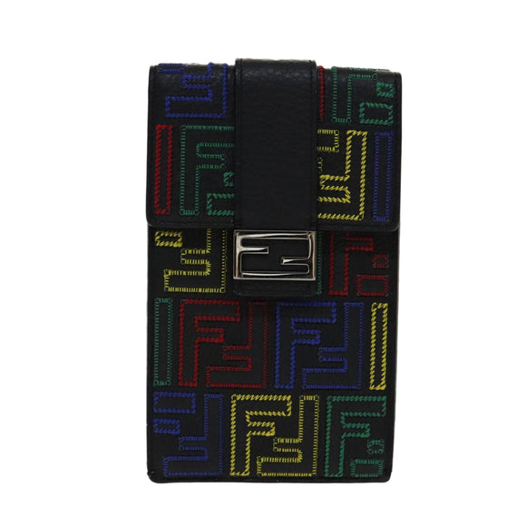 FENDI Zucca Canvas Smartphone holder Leather Multicolor 7AS120 Auth 108838V