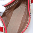 Burberrys Nova Check Hand Bag Canvas Leather Beige Red gold Auth 108865-12