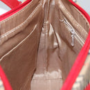 Burberrys Nova Check Hand Bag Canvas Leather Beige Red gold Auth 108865-20