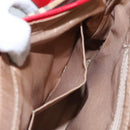 Burberrys Nova Check Hand Bag Canvas Leather Beige Red gold Auth 108865-22