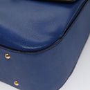CELINE Hand Bag Leather 2way Blue Gold Auth 108868V-9