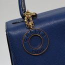 CELINE Hand Bag Leather 2way Blue Gold Auth 108868V-17