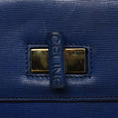 CELINE Hand Bag Leather 2way Blue Gold Auth 108868V-18