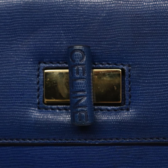 CELINE Hand Bag Leather 2way Blue Gold Auth 108868V