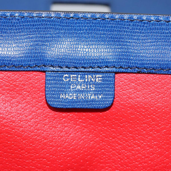CELINE Hand Bag Leather 2way Blue Gold Auth 108868V