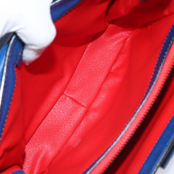 CELINE Hand Bag Leather 2way Blue Gold Auth 108868V