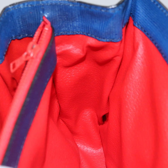 CELINE Hand Bag Leather 2way Blue Gold Auth 108868V