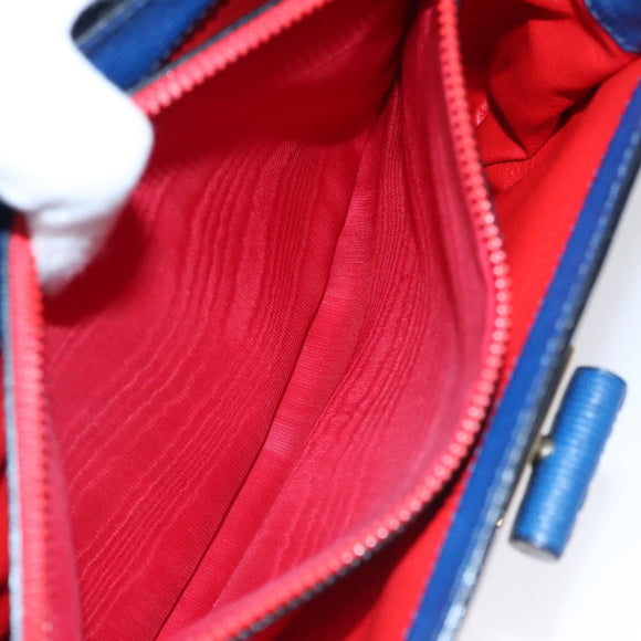 CELINE Hand Bag Leather 2way Blue Gold Auth 108868V