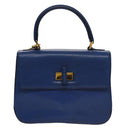 CELINE Hand Bag Leather 2way Blue Gold Auth 108868V-13