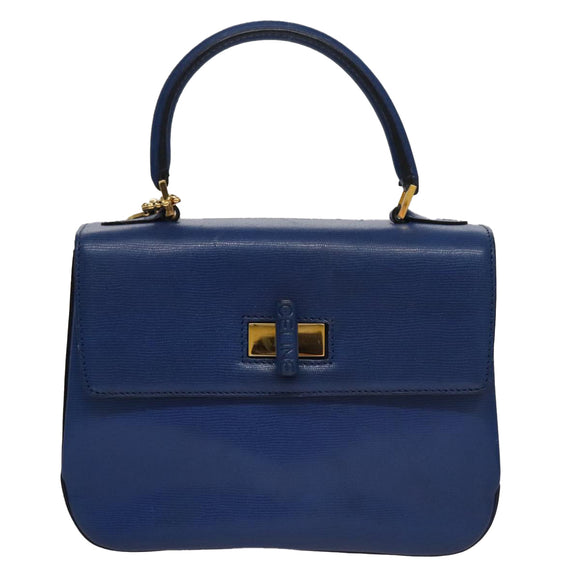 CELINE Hand Bag Leather 2way Blue Gold Auth 108868V