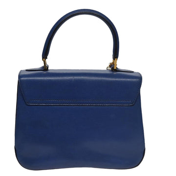 CELINE Hand Bag Leather 2way Blue Gold Auth 108868V - 0