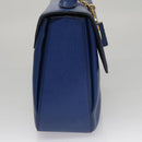 CELINE Hand Bag Leather 2way Blue Gold Auth 108868V-3