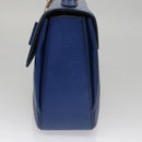 CELINE Hand Bag Leather 2way Blue Gold Auth 108868V-4