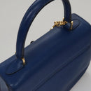 CELINE Hand Bag Leather 2way Blue Gold Auth 108868V-6