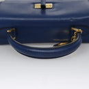 CELINE Hand Bag Leather 2way Blue Gold Auth 108868V-7