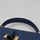 CELINE Hand Bag Leather 2way Blue Gold Auth 108868V-8