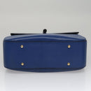 CELINE Hand Bag Leather 2way Blue Gold Auth 108868V-5