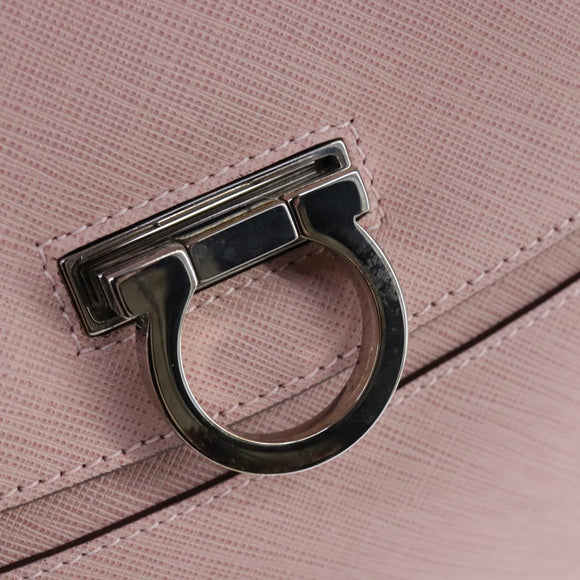 Salvatore Ferragamo Gancini Hand Bag Leather Pink Auth 108902V